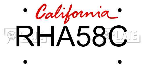 RHA58C California License Plate