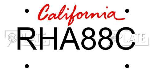 RHA88C California License Plate