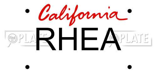 RHEA California License Plate
