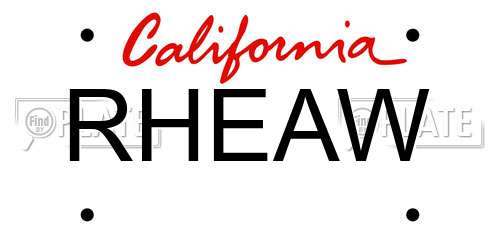 RHEAW California License Plate
