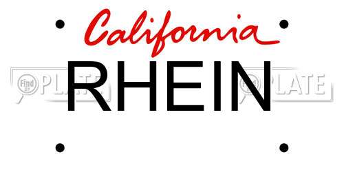 RHEIN California License Plate