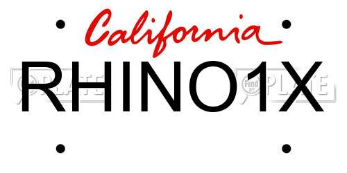 RHINO1X California License Plate