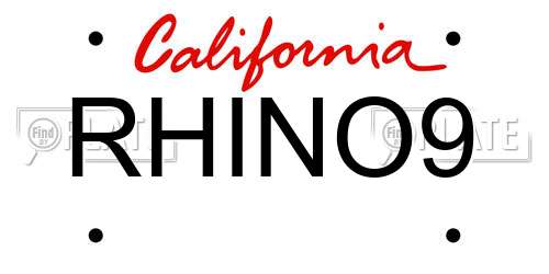 RHINO9 California License Plate