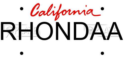 RHONDAA California License Plate