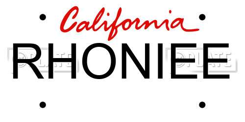 RHONIEE California License Plate