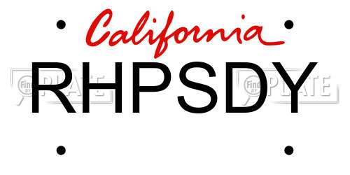 RHPSDY California License Plate