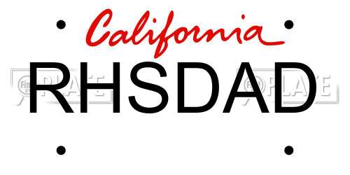 RHSDAD California License Plate