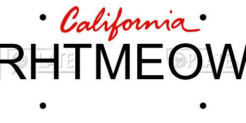 RHTMEOW California License Plate