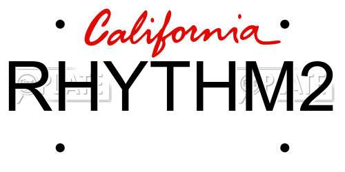 RHYTHM2 California License Plate