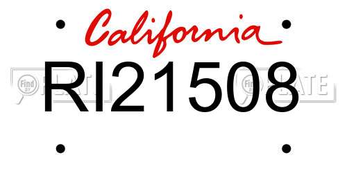 RI21508 California License Plate