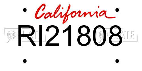 RI21808 California License Plate