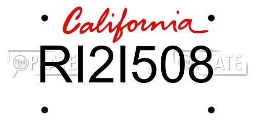 RI2I508 California License Plate