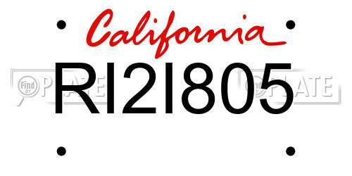 RI2I805 California License Plate