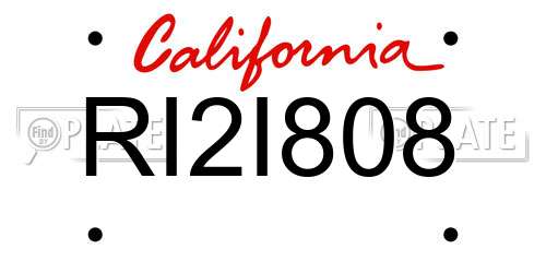 RI2I808 California License Plate