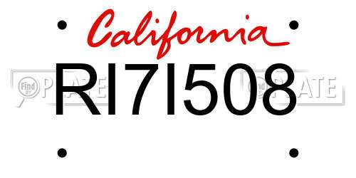 RI7I508 California License Plate