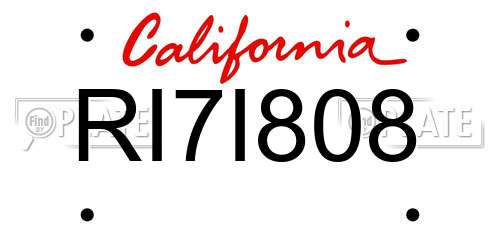 RI7I808 California License Plate