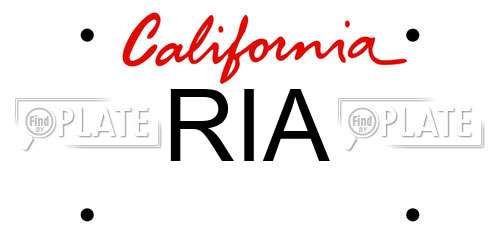 RIA California License Plate