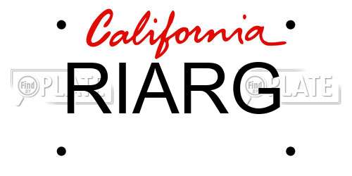 RIARG California License Plate