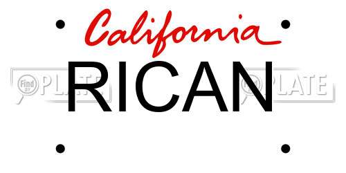 RICAN California License Plate