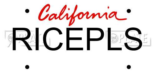 RICEPLS California License Plate