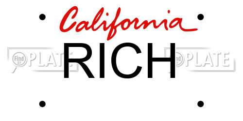 RICH California License Plate