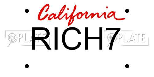 RICH7 California License Plate