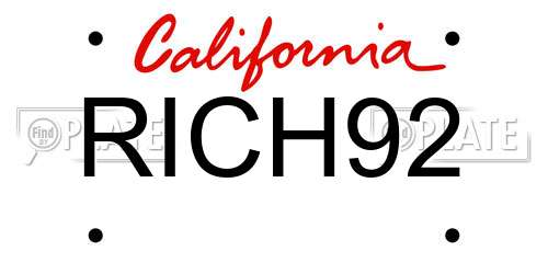 RICH92 California License Plate
