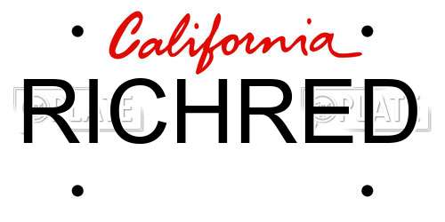 RICHRED California License Plate