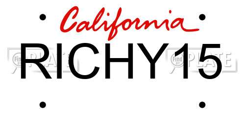 RICHY15 California License Plate