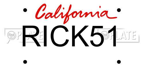 RICK51 California License Plate