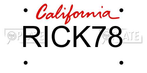 RICK78 California License Plate