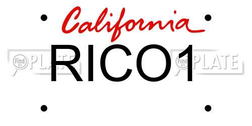 RICO1 California License Plate