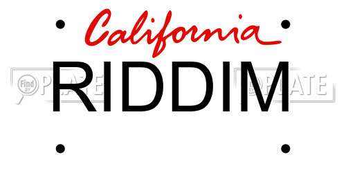 RIDDIM California License Plate