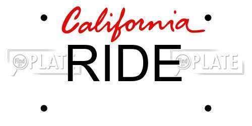 RIDE California License Plate