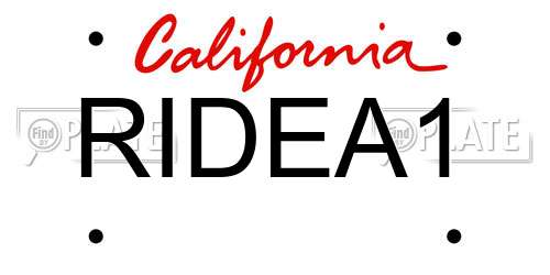 RIDEA1 California License Plate