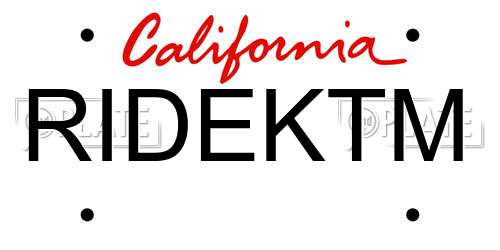 RIDEKTM California License Plate
