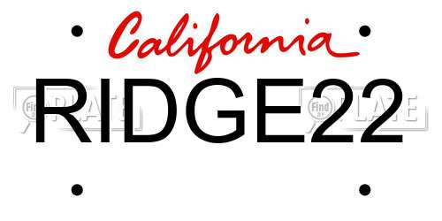 RIDGE22 California License Plate