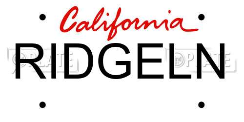 RIDGELN California License Plate