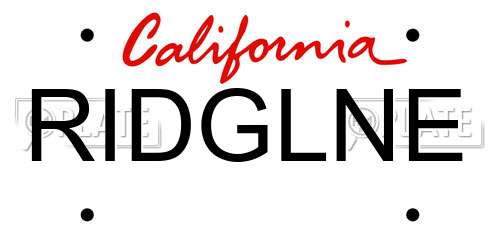 RIDGLNE California License Plate