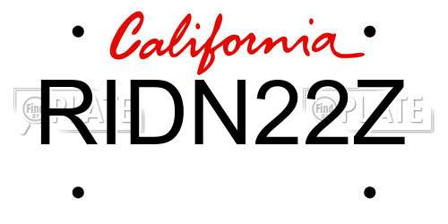 RIDN22Z California License Plate