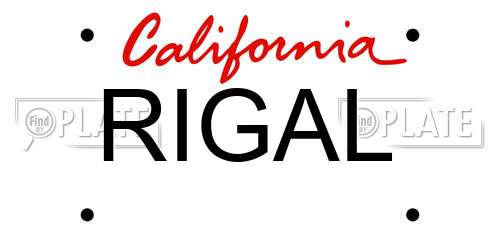 RIGAL California License Plate