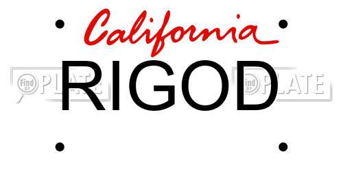 RIGOD California License Plate