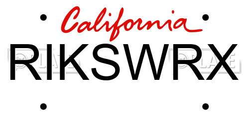 RIKSWRX California License Plate
