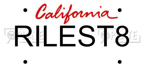 RILEST8 California License Plate