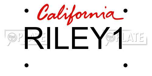 RILEY1 California License Plate