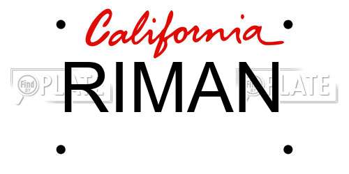 RIMAN California License Plate