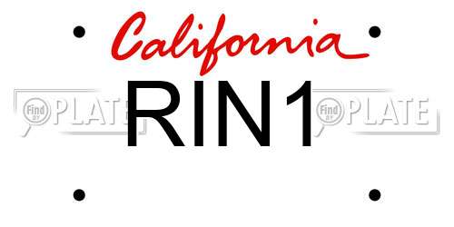RIN1 California License Plate