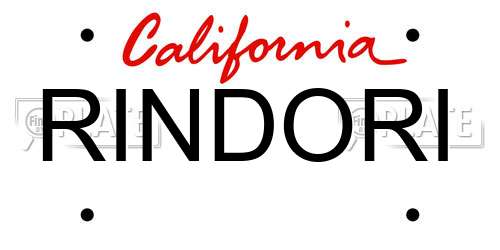 RINDORI California License Plate