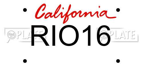RIO16 California License Plate