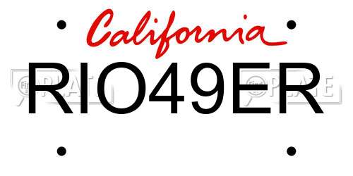 RIO49ER California License Plate